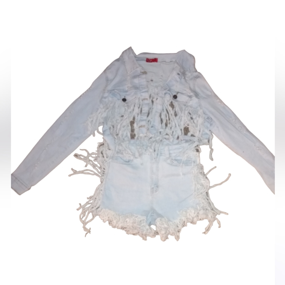Roma brand jean jacket and shorts